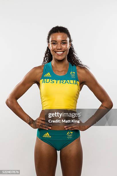 Australian Olympian, Morgan Mitchell poses during the Australian Olympic Games Official Uniform Launch at the Park Hyatt Hotel on April 19, 2016 in...