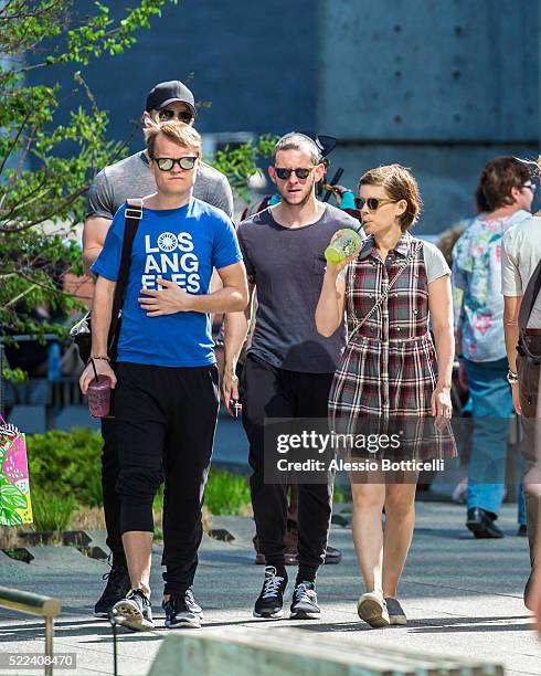 Kate Mara and Jamie Bell are seen touring The High Line in Chelsea with Kate's brother John Mara Jr. And a friend on April 19, 2016 in New York City.