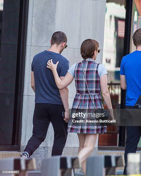 Kate Mara and Jamie Bell are seen touring The High Line in Chelsea with Kate's brother John Mara Jr. And a friend on April 19, 2016 in New York City.