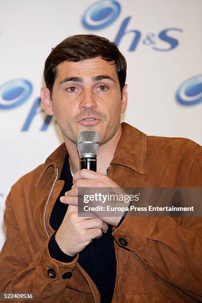 Porto goalkeeper Iker Casillas attends H&S event photocall at Eurostars hotel on April 18, 2016 in Madrid, Spain.