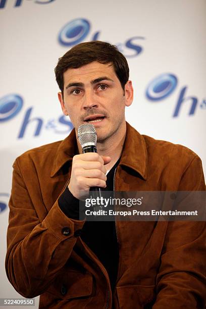 Porto goalkeeper Iker Casillas attends H&S event photocall at Eurostars hotel on April 18, 2016 in Madrid, Spain.