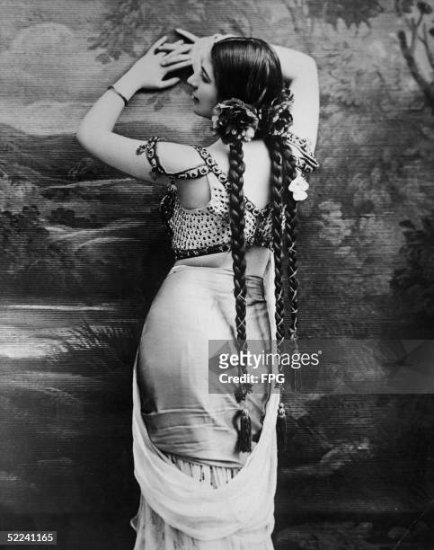 Portrait of Dutch dancer and spy Mata Hari , who joined the German Secret Service in 1907 and reportedly betrayed many of the secrets confided to her...