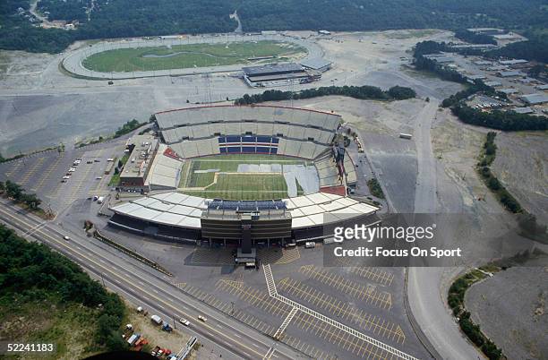 Foxboro Stadium is shown in a circa 1980s photo.
