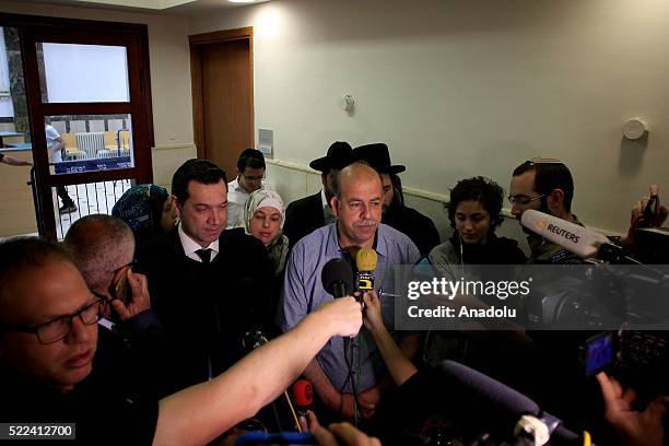 Hussein, the father of Mohammed Abu Khdeir speaks to the press at Jerusalem court in Jerusalem on April 19, 2016. A Jerusalem court rejects Jewish...