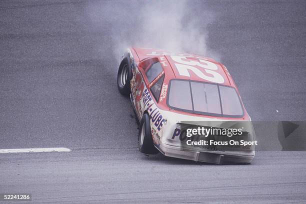 Dale Jarrett comes to a stop in his Port-A-Lube car after spinning out on a turn during the Daytona 500 at the Daytona Speedway on February 19, 1989...