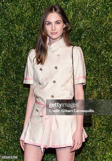 Model Laura Love attends the 11th Annual Chanel Tribeca Film Festival Artists Dinner at Balthazar on April 18, 2016 in New York City.