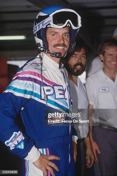 Portrait shows Kyle Petty in full gear during the Daytona 500 at the Daytona Speedway on February 19, 1989 at Daytona Beach, Florida.