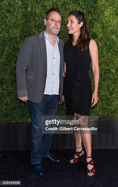 Actor Jean Reno and Nathalie Dyszkiewicz attend the 11th Annual Chanel Tribeca Film Festival Artists Dinner at Balthazar on April 18, 2016 in New...