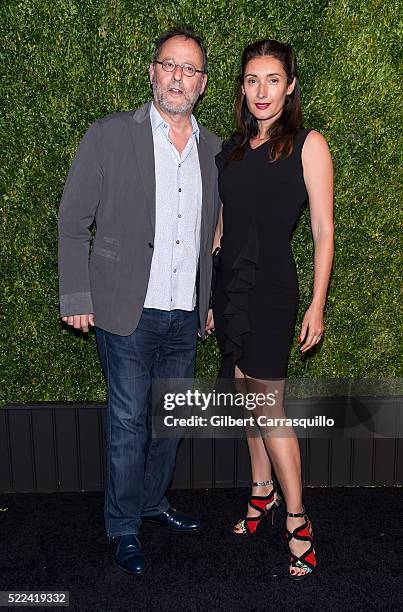 Actor Jean Reno and Nathalie Dyszkiewicz attend the 11th Annual Chanel Tribeca Film Festival Artists Dinner at Balthazar on April 18, 2016 in New...