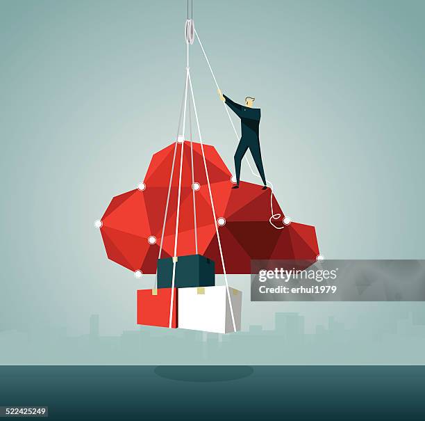 cloud computing, application software, downloading,store - container cargo stock illustrations