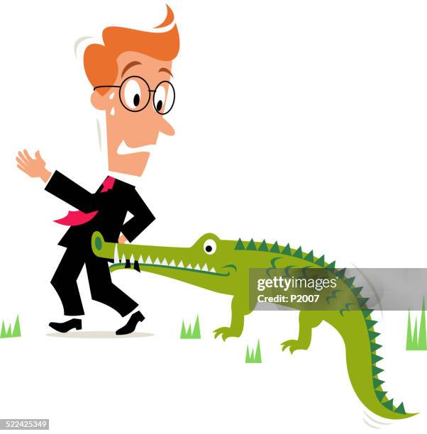 business concept - bite in the back - crocodile stock illustrations