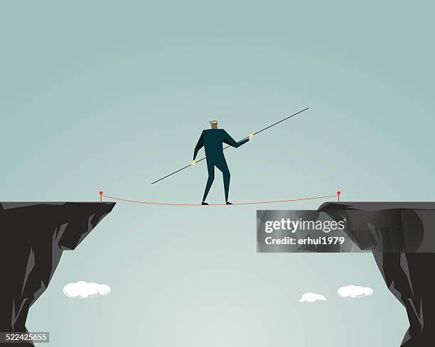 adversity, challenge, tightrope - equilibrist stock illustrations