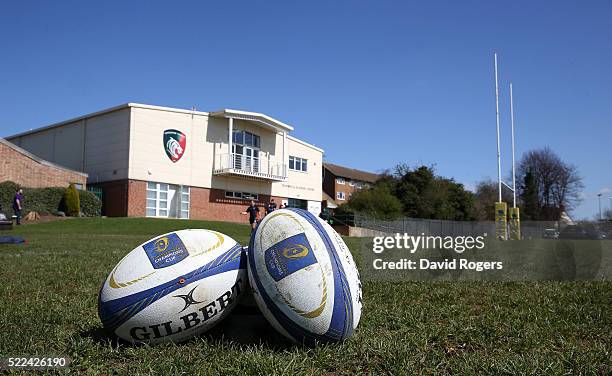 The Leicester Tigers training centre during the Leicester Tigers training session held at the Oadby training ground on April 19, 2016 in Leicester,...