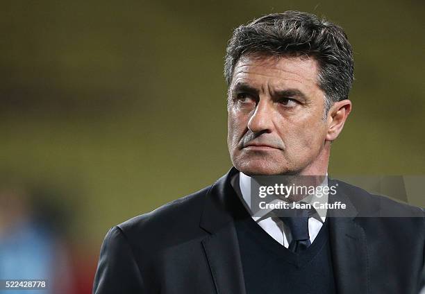 Coach of Olympique de Marseille Jose Miguel Gonzalez Martin del Campo aka Michel leaves the field following the French Ligue 1 match between AS...