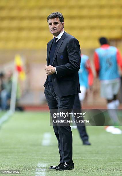 Coach of Olympique de Marseille Jose Miguel Gonzalez Martin del Campo aka Michel looks on during the French Ligue 1 match between AS Monaco and...