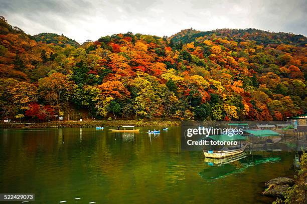 arashiyama in autumn in kyoto japan - arashiyama ストックフォトと画像