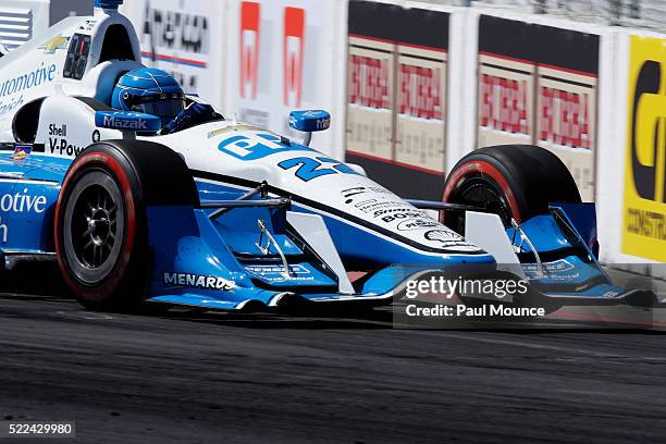 Long Beach, CA Race winner Simon Pagenaud in the PPG Automotive Refinish - Team Penske Chevrolet on track during the Verizon IndyCar Series Toyota...