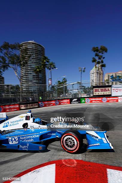 Long Beach, CA Race winner Simon Pagenaud in the PPG Automotive Refinish - Team Penske Chevrolet on track during the Verizon IndyCar Series Toyota...