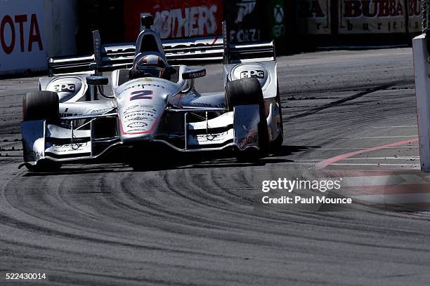 Long Beach, CA Juan Pablo Montoya in the Verizon - Team Penske Chevrolet on track during the Verizon IndyCar Series Toyota Grand Prix of Long Beach...