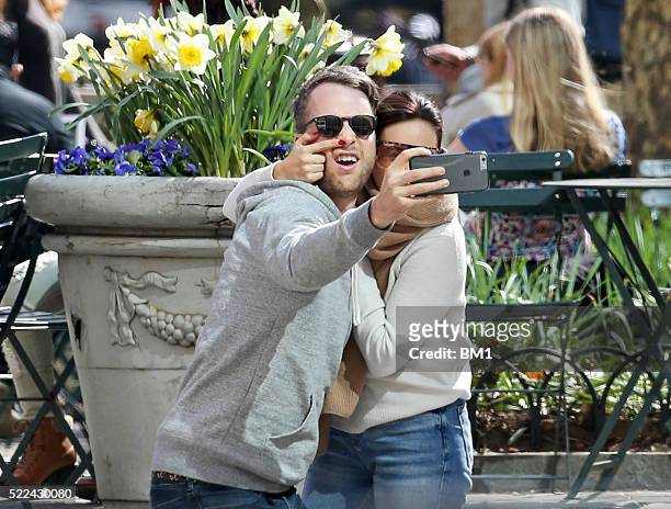 Hamish and Zoe Blake enjoy playing tourists in New York City on April 14, 2016 in New York City, USA.