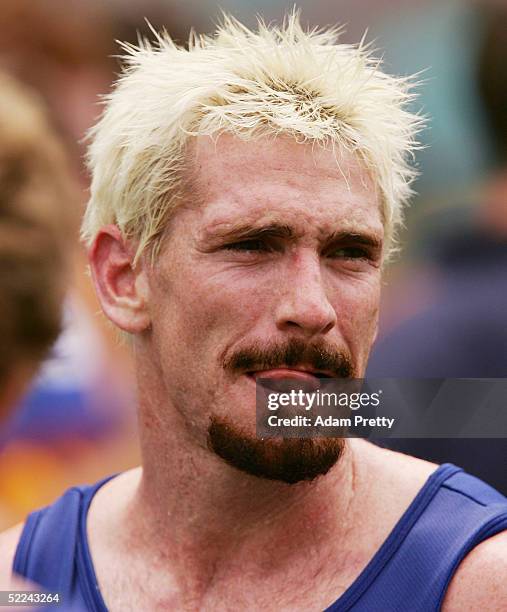 Jason Akermanis of the Lions in action during the trial AFL match between the Sydney Swans and the Brisbane Lions on February 26, 2005 at Telstra...