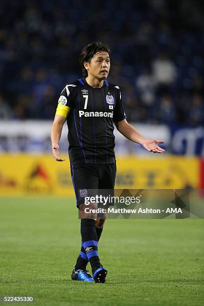 Yasuhito Endo of Gamba Osaka during the AFC Champions League Group G match between Gamba Osaka and Suwon Samsung Bluewings at Suita City Football...