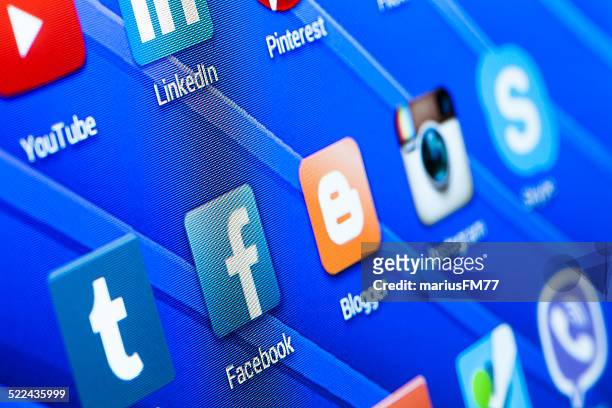 social media icons - google social networking service stock pictures, royalty-free photos & images