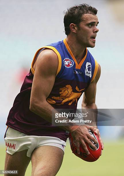 Ash McGrath of the Lions in action during the trial AFL match between the Sydney Swans and the Brisbane Lions on February 26, 2005 at Telstra Stadium...