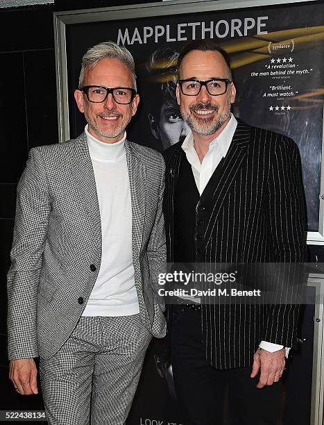 Patrick Cox and David Furnish attend a VIP screening of "Mapplethorpe: Look At The Pictures", a new documentary by Fenton Bailey, at The Curzon...