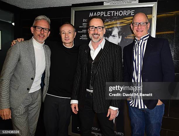 Patrick Cox, Fenton Bailey, David Furnish and guest attend a VIP screening of "Mapplethorpe: Look At The Pictures", a new documentary by Fenton...