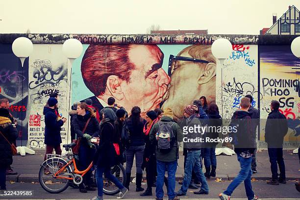 socialist fraternal kiss - fall of the berlin wall stock pictures, royalty-free photos & images