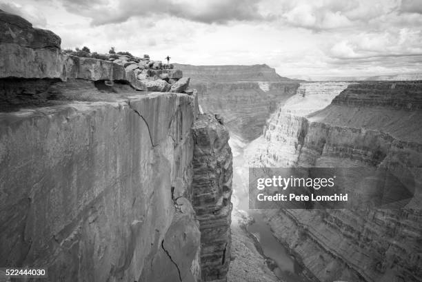 one person and the landscape - toroweap point stock pictures, royalty-free photos & images