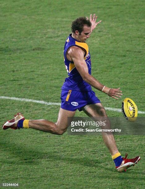 Chris Judd for West Coast in action during the AFL Wizard Cup quarter finals between Collingwood Magpies and West Coast Eagles at Marrara Oval...