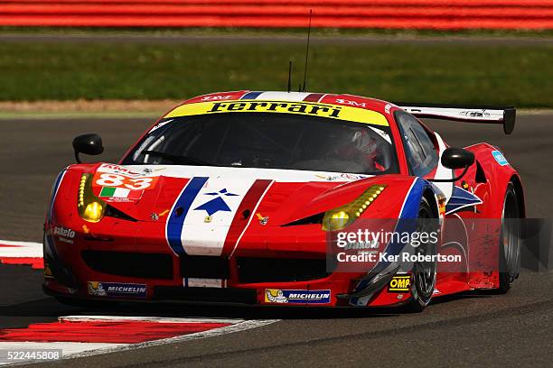 The AF Corse Ferrari F458 Italia of Francois Perrodo, Emmanuel Collard and Rui Aguas drives during the FIA World Endurance Championship Six Hours of...