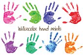 Collection of watercolor hand print