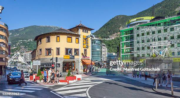 place de la rotonda andorra la vella - andorra la vella stock pictures, royalty-free photos & images