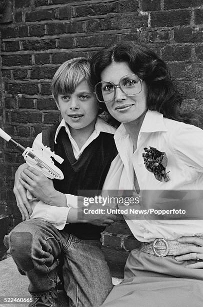 American actress Gayle Hunnicutt pictured with her son Nolan Hemmings in London on 31st July 1980.