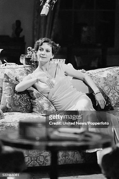 English actress Francesca Annis pictured in character as Lady Frances Derwent on the set of the television dramatisation of the Agatha Christie novel...