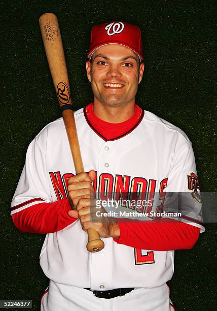 Jamey Carroll of the Washington Nationals poses for a portrait during Nationals Photo Day at Space Coast Stadium on February 26, 2005 in Melbourne,...