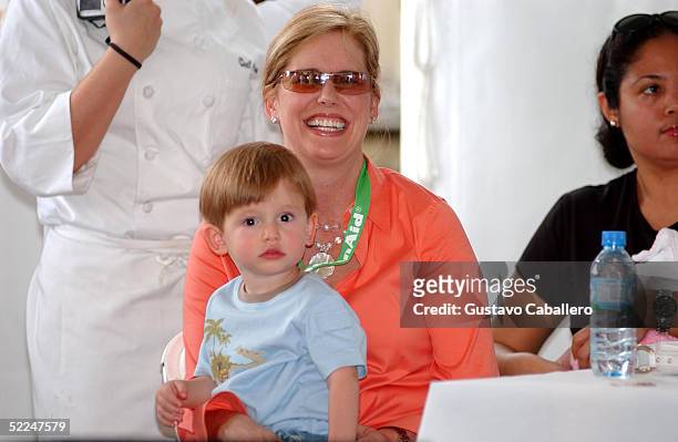 Emeril Lagasse's wife Alden Lovelace and their baby at the South Beach Food And Wine Festival on February 26, 2005 in Miami Beach, Florida.