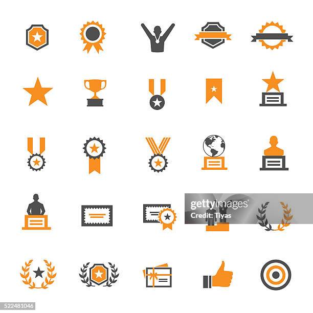 award and honor icon set - bay tree stock illustrations