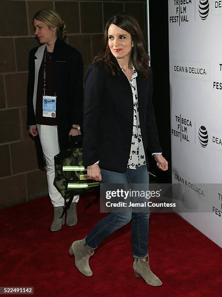 Actress/comedian Tina Fey arrives at the Tribeca Talks Storytellers:Tina Fey With Damian Holbrook at the 2016 Tribeca Film Festival at John Zuccotti...