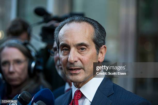 Joseph Cammarata, one of the attorneys for the plaintiffs in the defamation case against comedian Bill Cosby speaks to the media outside of 10 St....