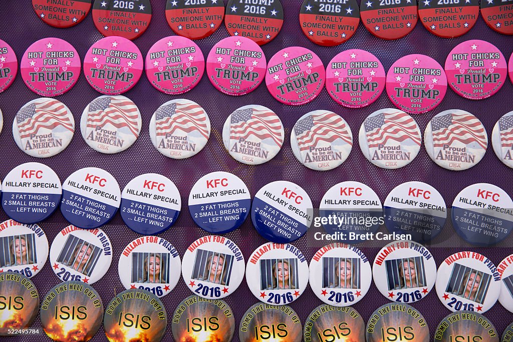 Buttons Protest Rally Buttons for sale outside a rally for republican presidential... News ...
