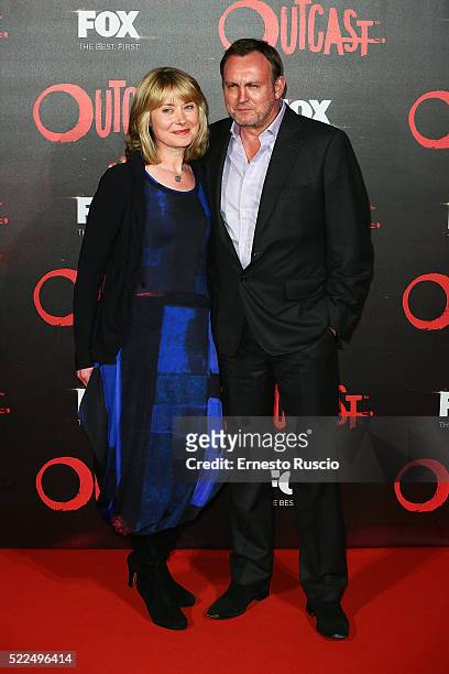 Beth Goddard and actor Philip Glenister attend the 'Outcast' premiere at Auditorium Della Conciliazione on April 19, 2016 in Rome, Italy.