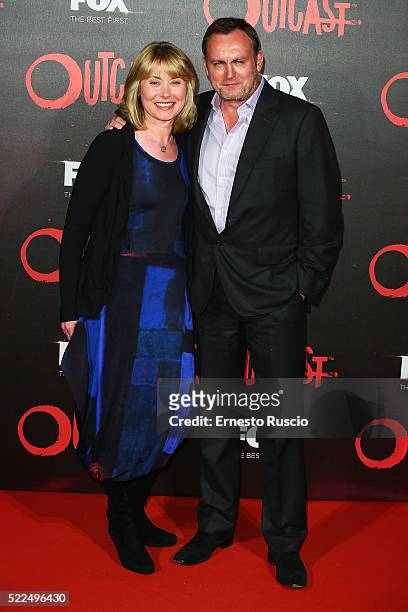 Beth Goddard and actor Philip Glenister attend the 'Outcast' premiere at Auditorium Della Conciliazione on April 19, 2016 in Rome, Italy.