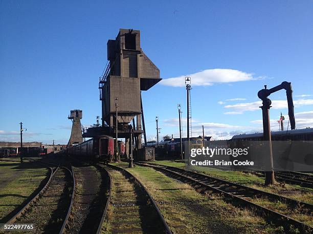 Local landmark in the Cumbrian town of Carnforth in North West England is the disused and only remaining UK concrete steam locomotive coaling stage...