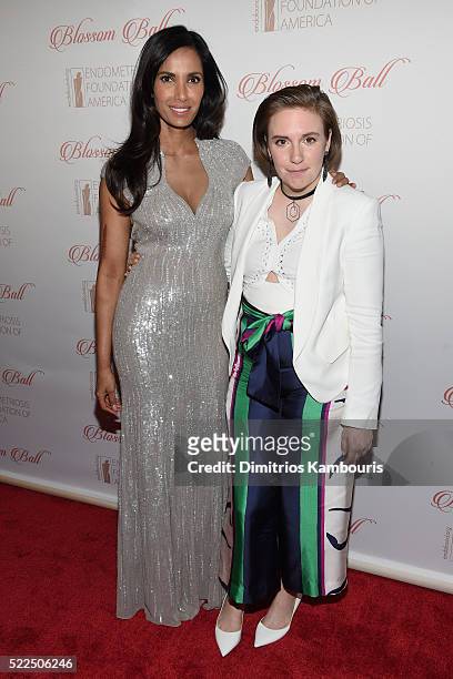 Co-founder and host Padma Lakshmi and actress Lena Dunham arrive at the 8th Annual Blossom Ball benefiting the Endometriosis Foundation of America...