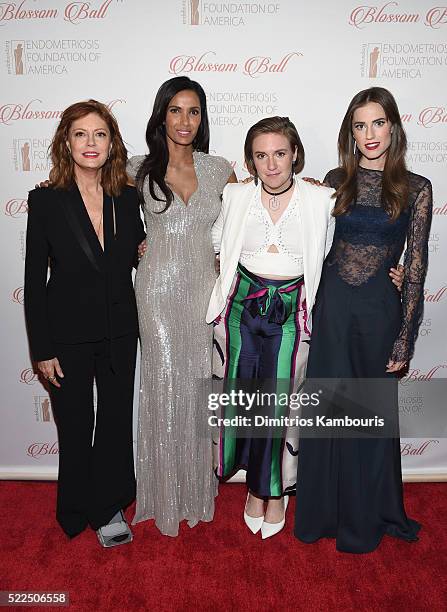 Actress Susan Sarandon, EFA co-founder and host Padma Lakshmi, honoree Lena Dunham and actress Allison Williams arrive at the 8th Annual Blossom Ball...