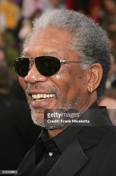Actor Morgan Freeman nominated for Best Actor in a Supporting Role for his performance in "Million Dollar Baby" arrives at the 77th Annual Academy...